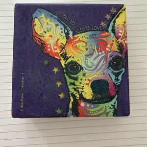 Colorful Pop Art Chihuahua Ceramic Coaster